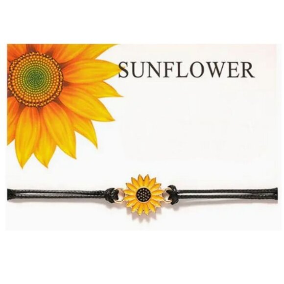 Allyson Aurora Sunflower Double Leather Strand Bracelet Gift Packaged - Picture 5 of 10